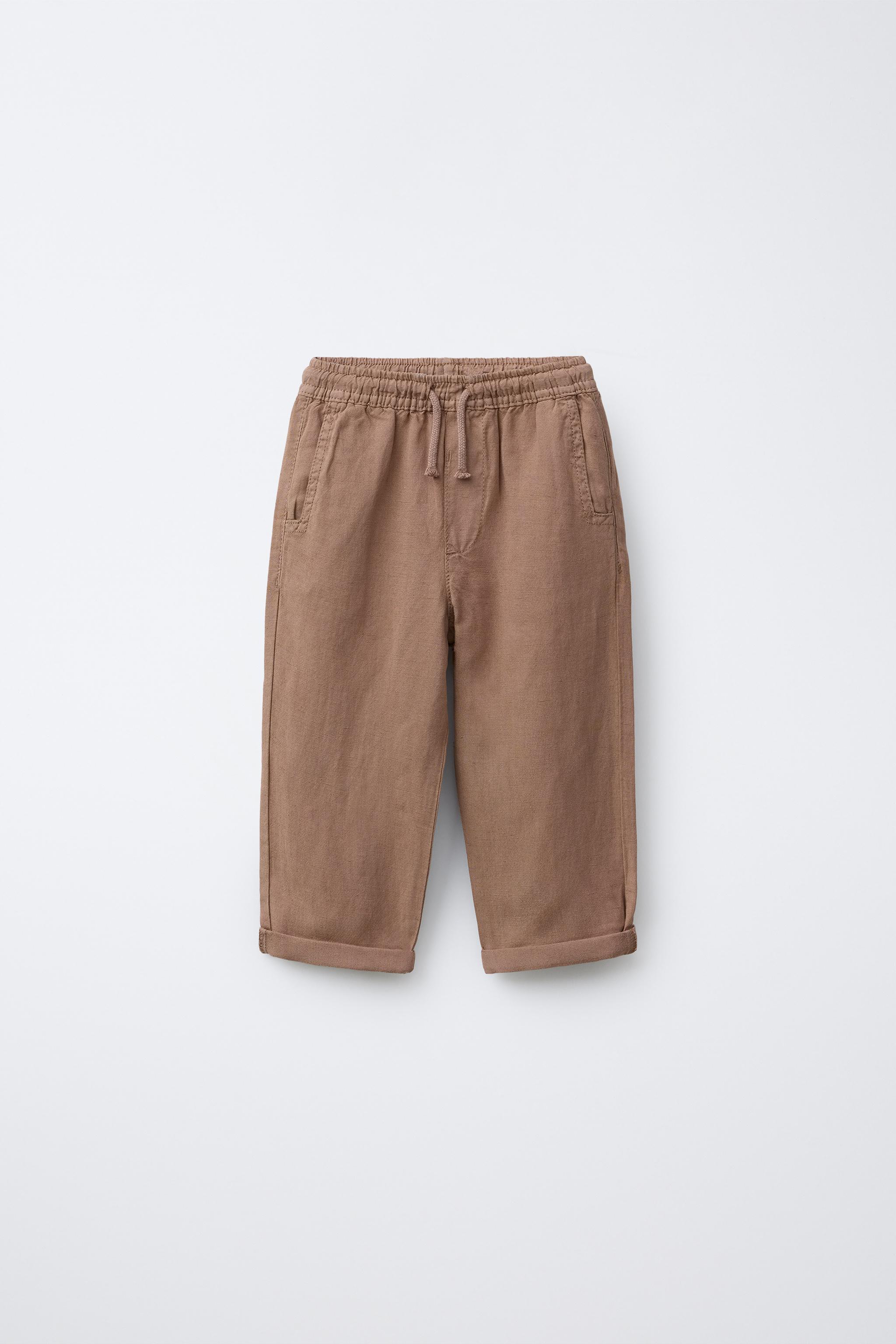 LINEN BLEND STRAIGHT PANTS